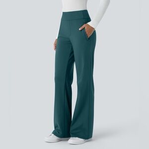 Halara Flex Day-Stretch Mid-Rise Flare Leggings Pants Medium Teal Blue Green
